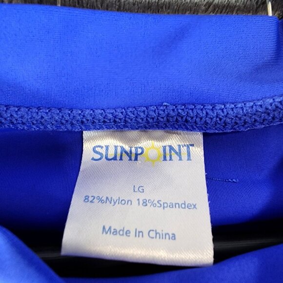 Mens Sunpoint Blue Long Sleeve Stretch Athletic Crew Neck Shirt Size L - Picture 3 of 7